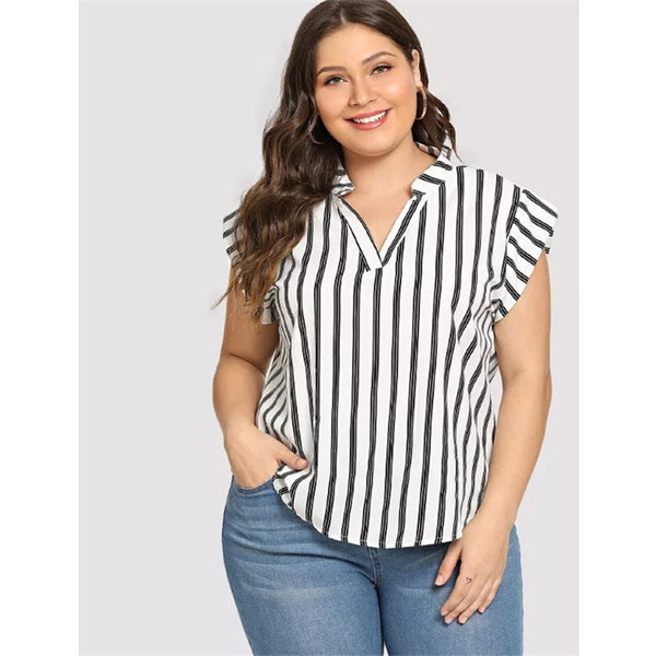 Cămașă casual de damă cu decolteu în V și mâneci scurte