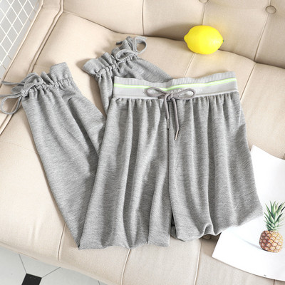 Pantaloni lungi dama casual cu elastic si cravate in mai multe culori