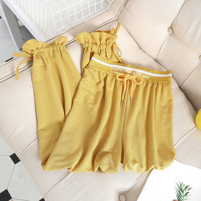 Pantaloni lungi dama casual cu elastic si cravate in mai multe culori