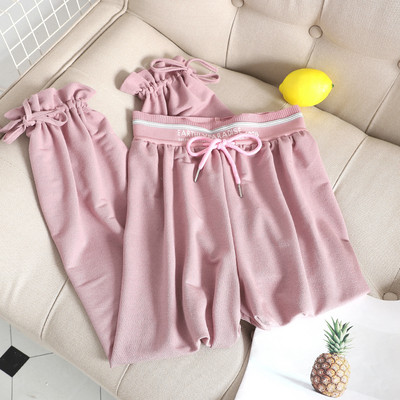 Pantaloni lungi dama casual cu elastic si cravate in mai multe culori