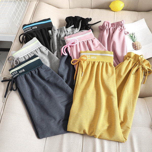 Pantaloni lungi dama casual cu elastic si cravate in mai multe culori