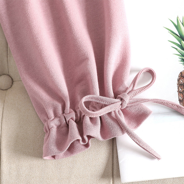 Pantaloni lungi dama casual cu elastic si cravate in mai multe culori