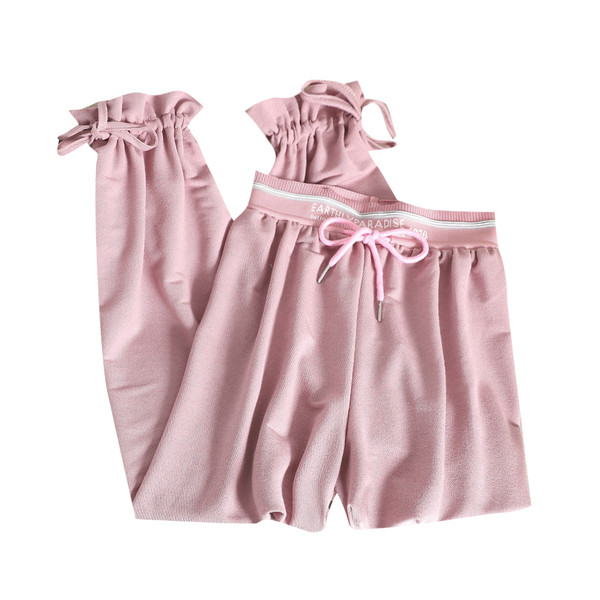 Pantaloni lungi dama casual cu elastic si cravate in mai multe culori