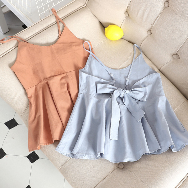 Maieu casual de dama cu panglica si bretele subtiri