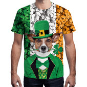 Tricou pentru bărbați cu aplicație de câine cu mâneci scurte