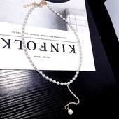 Colier elegant de damă cu perle în alb