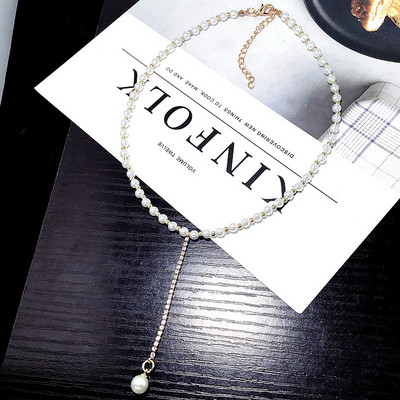 Colier elegant de damă cu perle în alb