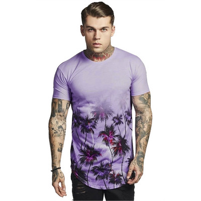 Tricou pentru bărbați cu mâneci scurte în albastru și violet