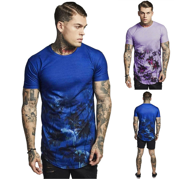 Tricou pentru bărbați cu mâneci scurte în albastru și violet