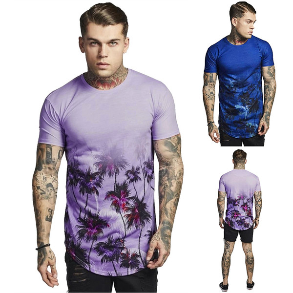 Tricou pentru bărbați cu mâneci scurte în albastru și violet