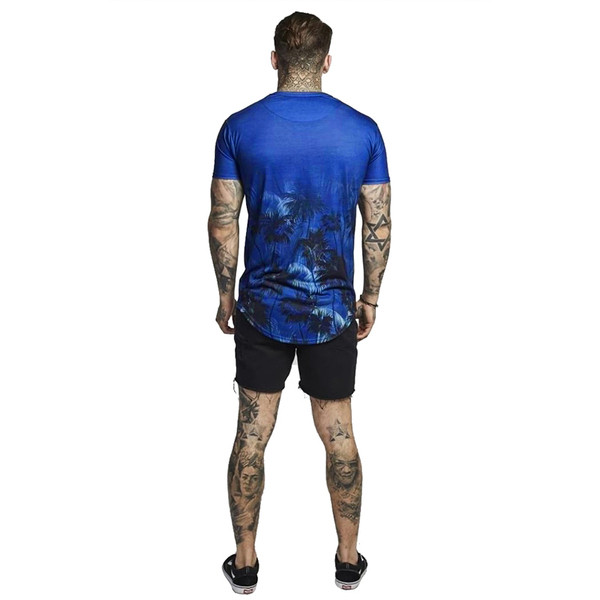 Tricou pentru bărbați cu mâneci scurte în albastru și violet