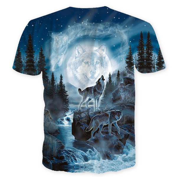 Tricou pentru bărbați cu mâneci scurte și aplicație de lup