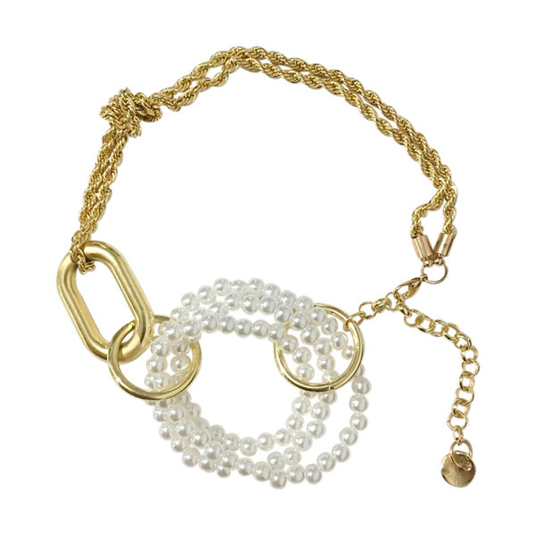 Colier modern de dama - in culoare aurie cu perle