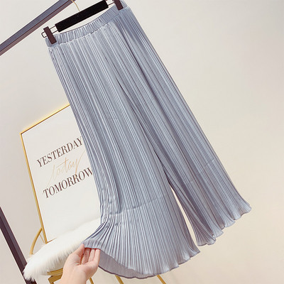 Pantaloni de dama plisati cu talie inalta in mai multe culori