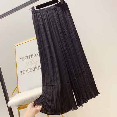 Pantaloni de dama plisati cu talie inalta in mai multe culori