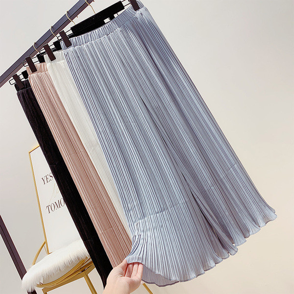 Pantaloni de dama plisati cu talie inalta in mai multe culori