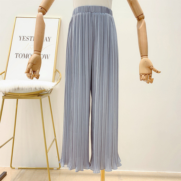 Pantaloni de dama plisati cu talie inalta in mai multe culori