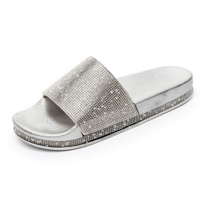 Model nou de papuci de dama cu pietre si talpa plata in mai multe culori