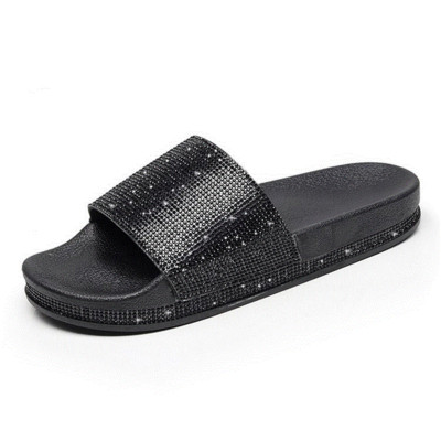 Model nou de papuci de dama cu pietre si talpa plata in mai multe culori