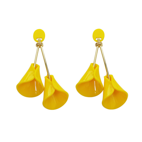 Cercei lungi de dama alb si galben