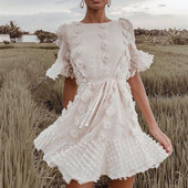 Rochie moderna de dama cu maneca scurta croiala model in mai multe culori