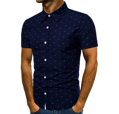 Модерна мъжка риза с къс ръкав в три цвята
