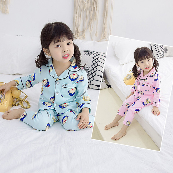 Pijamale pentru copii pentru fete - in albastru si roz