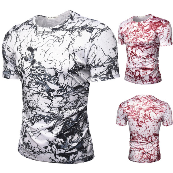 Tricou modern pentru bărbați cu efect de marmură în două culori