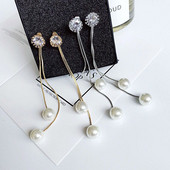 Cercei de dama in doua culori - cu pietre si perle