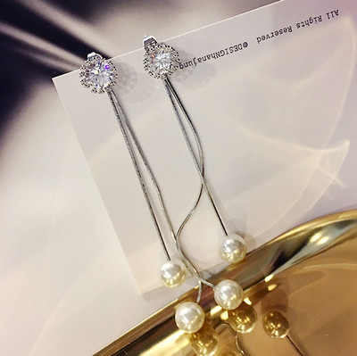 Cercei de dama in doua culori - cu pietre si perle