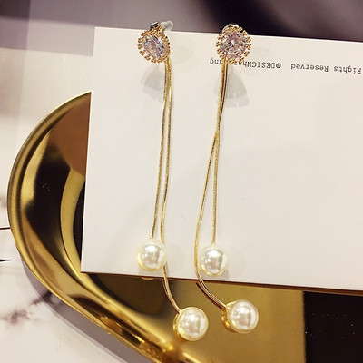 Cercei de dama in doua culori - cu pietre si perle