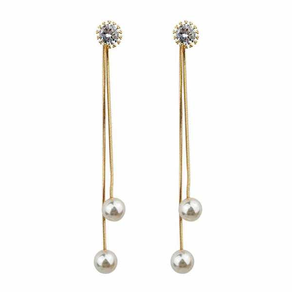Cercei de dama in doua culori - cu pietre si perle