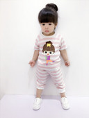 Set pentru copii în dungi cu aplicație-pentru fete