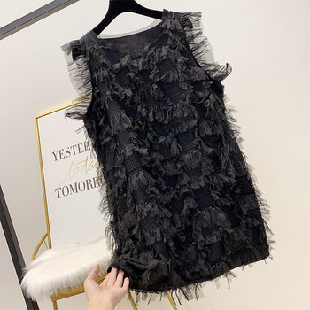 Дамска рокля с елемент тюл в три цвята