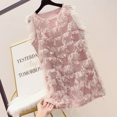 Дамска рокля с елемент тюл в три цвята