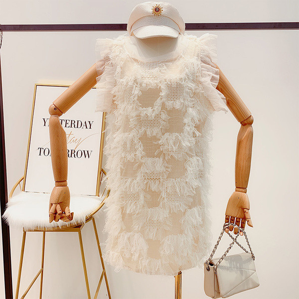 Дамска рокля с елемент тюл в три цвята