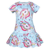 Rochie casual pentru copii pentru fete cu maneca scurta si aplicatie