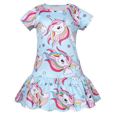 Rochie casual pentru copii pentru fete cu maneca scurta si aplicatie