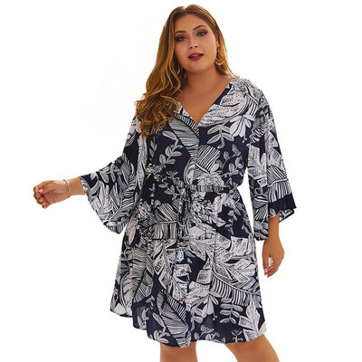 Rochie moderna de dama cu maneci lungi si decolteu in V in trei culori