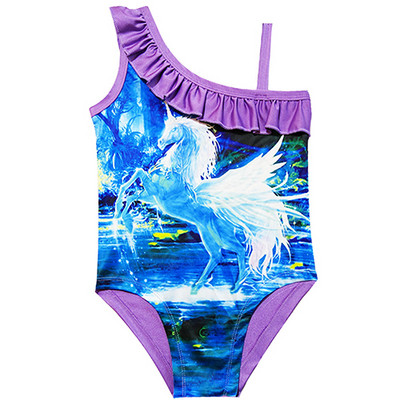 Costum de baie intreg pentru fete pentru copii cu aplicatie