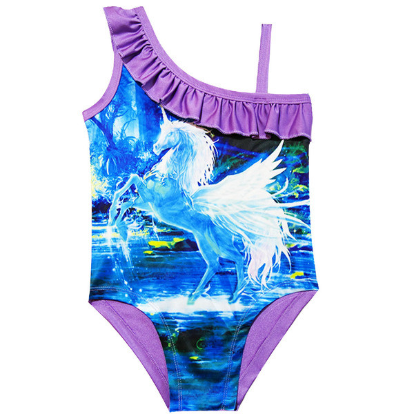 Costum de baie intreg pentru fete pentru copii cu aplicatie