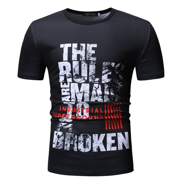 Модерна мъжка тениска с надпис в черен и  бял цвят