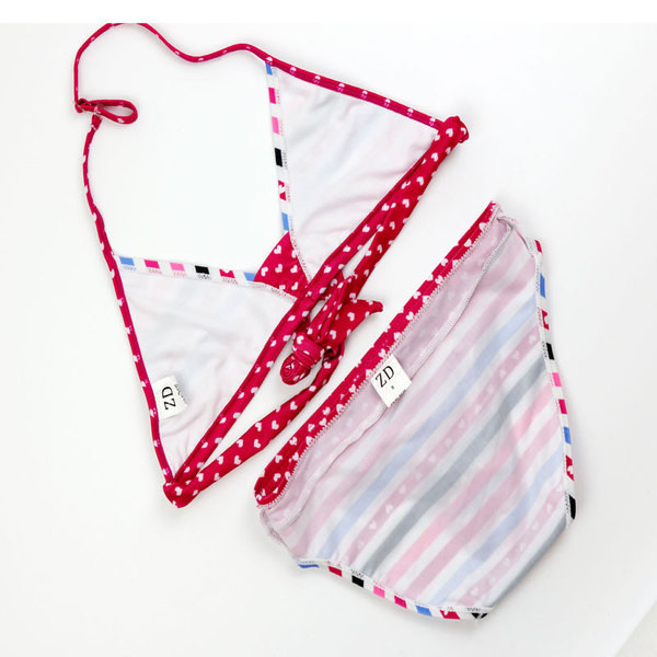 Costum de baie modern pentru copii din două piese cu panglică