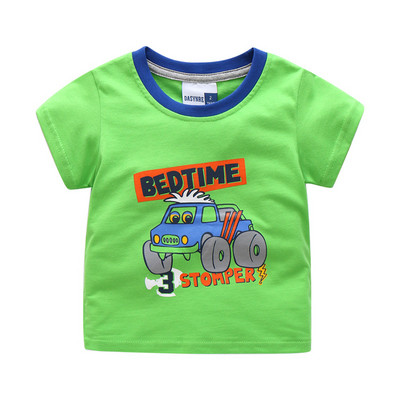 Детска тениска за момчета-в зелен цвят с апликация