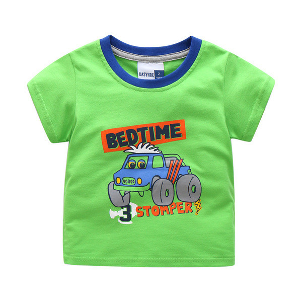 Tricou pentru copii pentru baieti - de culoare verde cu aplicatie