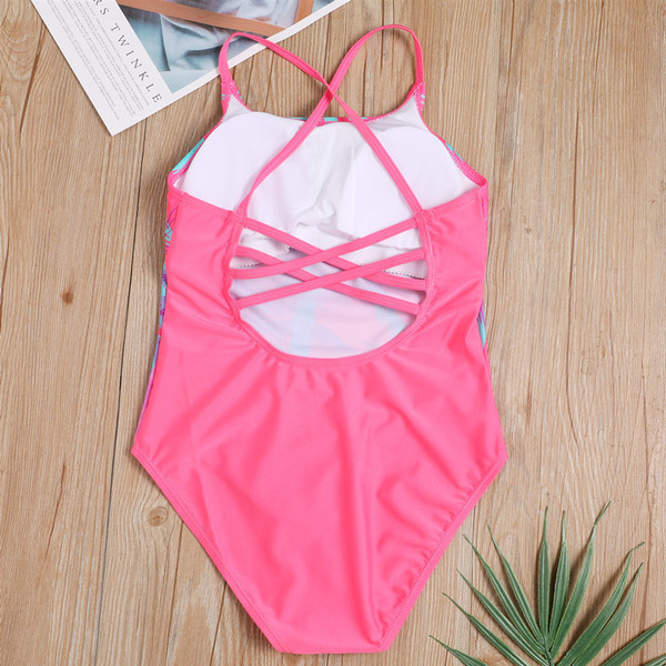 Costum de baie colorat pentru fete pentru copii cu inscripție și bretele