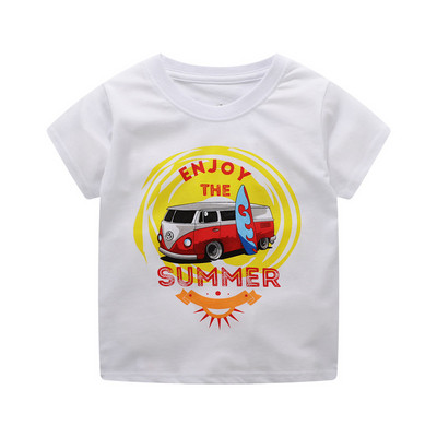 Детска тениска с апликация в бял и сив цвят-за момчета