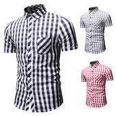 Cămașă bărbați în carouri cu mâneci scurte în trei culori