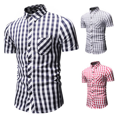 Cămașă bărbați în carouri cu mâneci scurte în trei culori