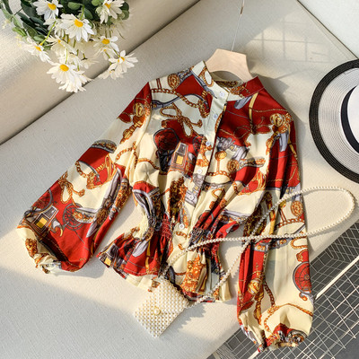 Cămașă de damă elegantă cu mâneci lungi și elastic în mai multe culori